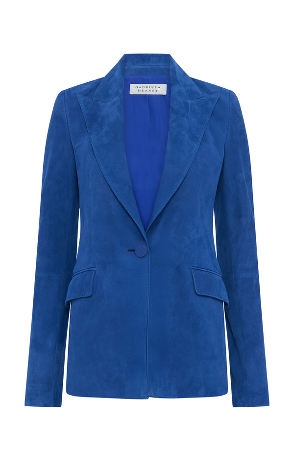 Gabriela Hearst Leiva Blazer In Cobalt Suede