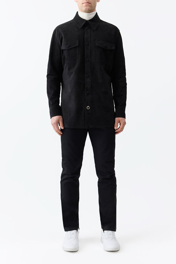 Gabriela Hearst Lucas Overshirt In Black Suede