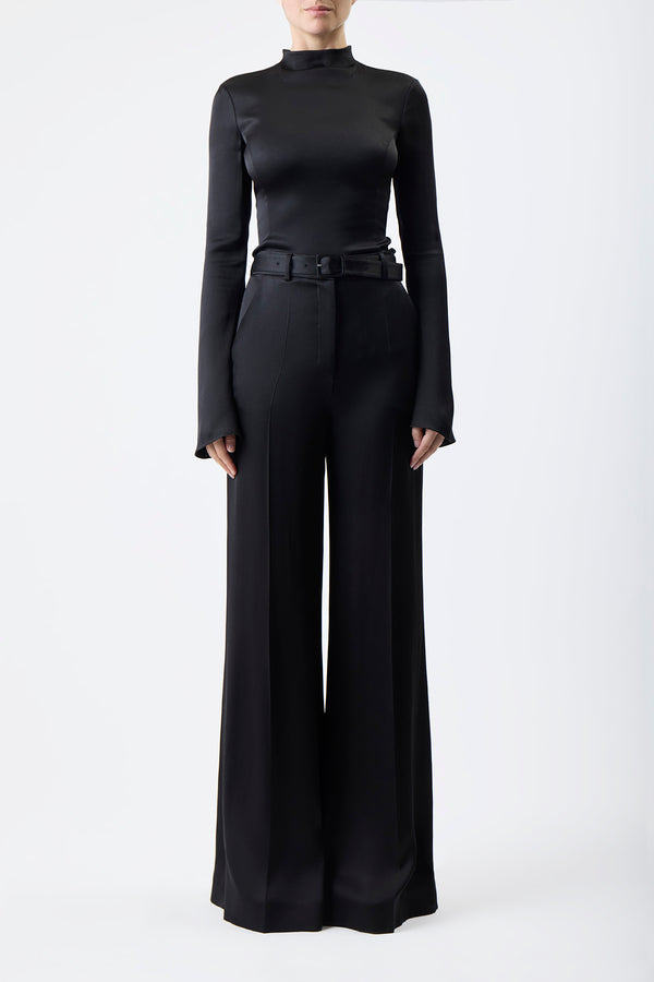 Gabriela Hearst Mabon Pant In Black Silk Satin