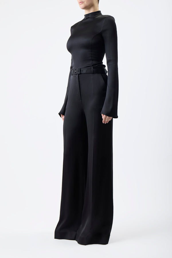 Gabriela Hearst Mabon Pant In Black Silk Satin