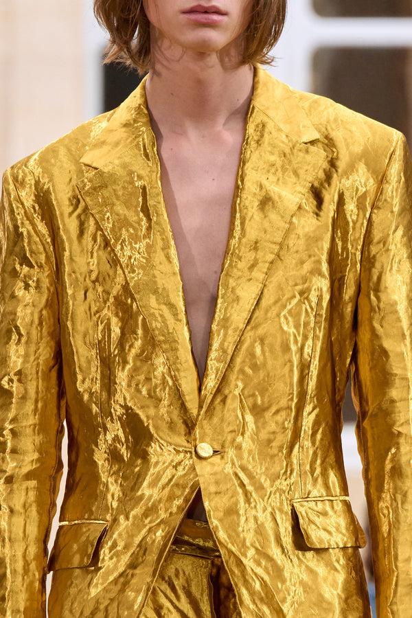 Gabriela Hearst Mick Blazer In Gold Metallic Silk