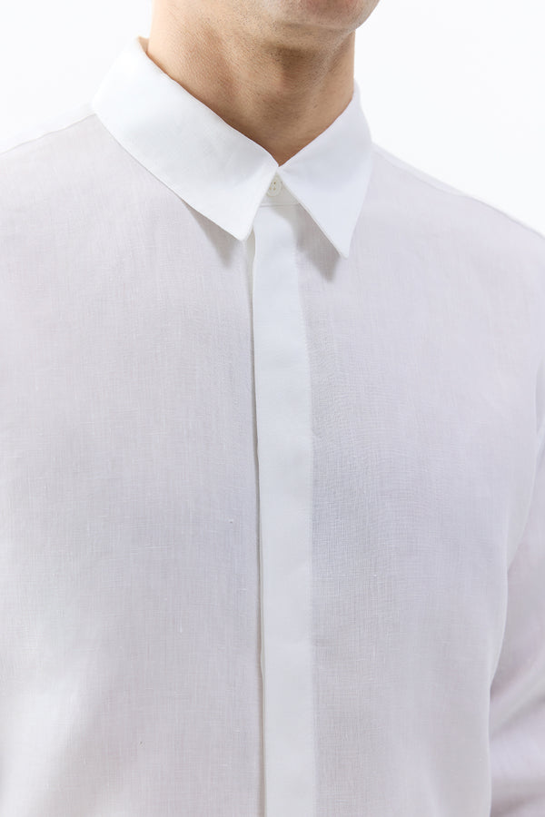 Gabriela Hearst Nicolas Shirt In White Aloe Linen