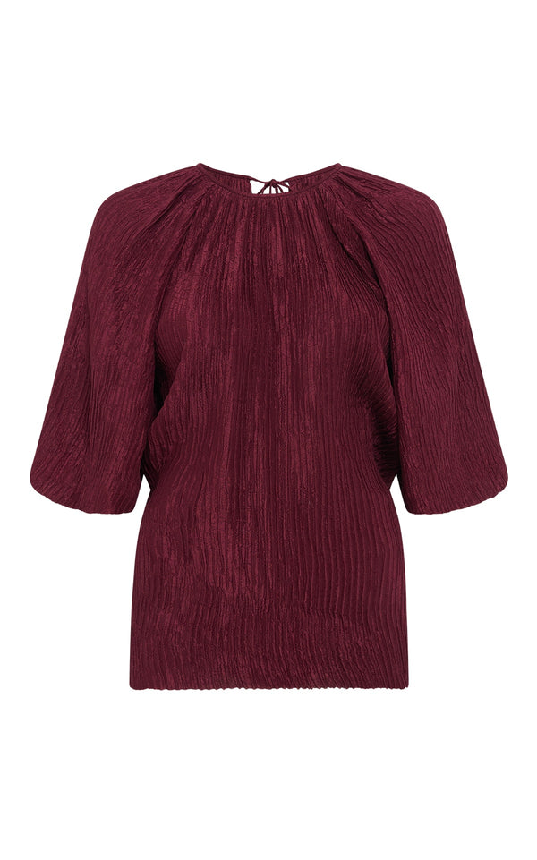 gabriela hearst Nula Top in Bordeaux Plisse Silk