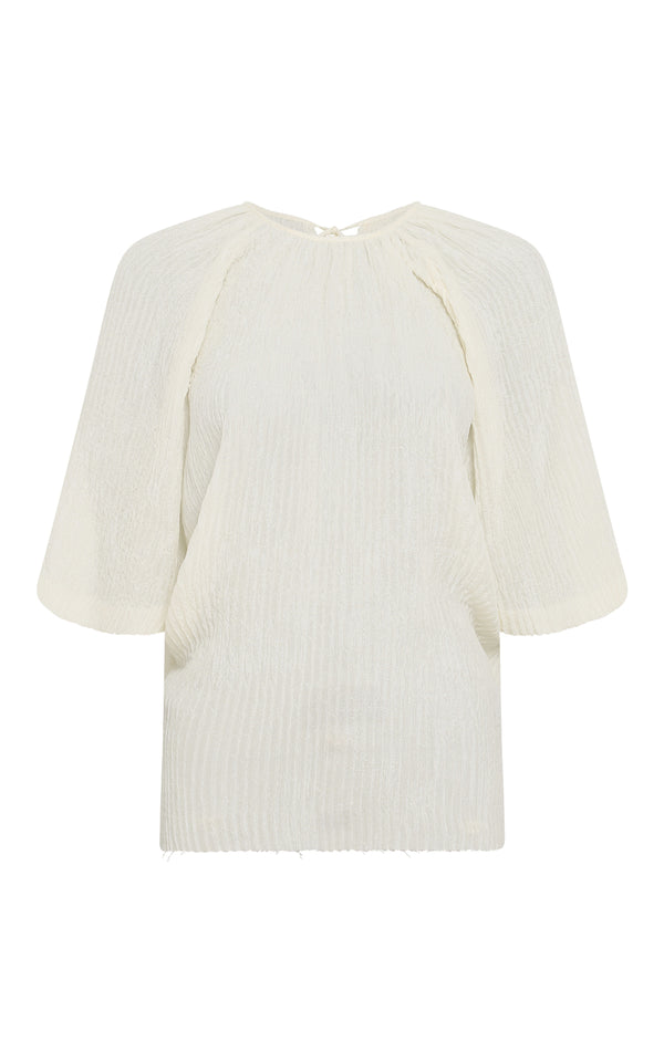 gabriela hearst Nula Top in Ivory Plisse Silk