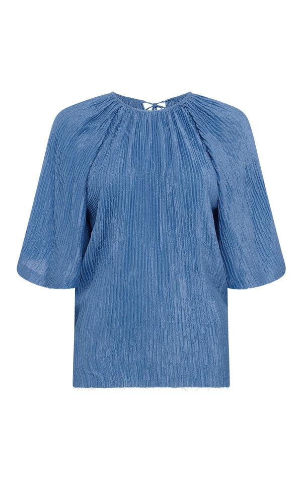 gabriela hearst Nula Top in Sky Plisse Silk