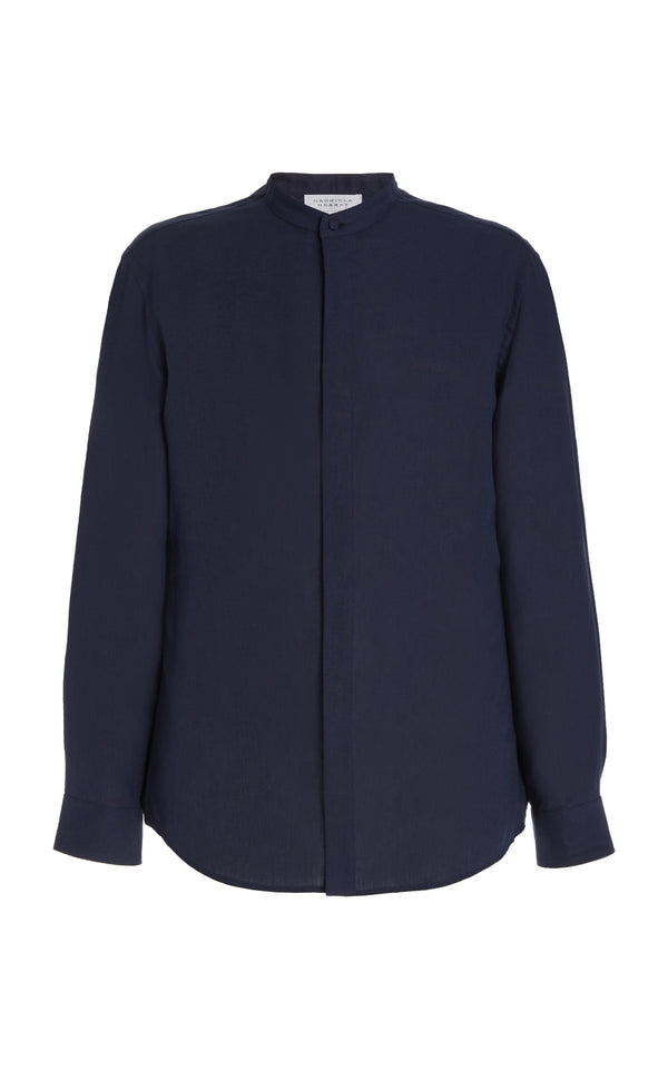 gabriela hearst Ollie Shirt in Dark Navy Linen