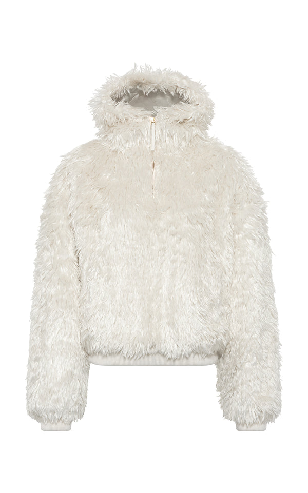 gabriela hearst Orlando Hoodie in Ivory Silk Fur