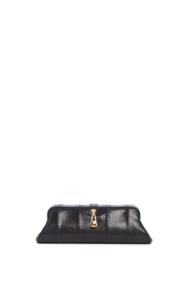 gabriela hearst Paola Clutch in Black Snakeskin