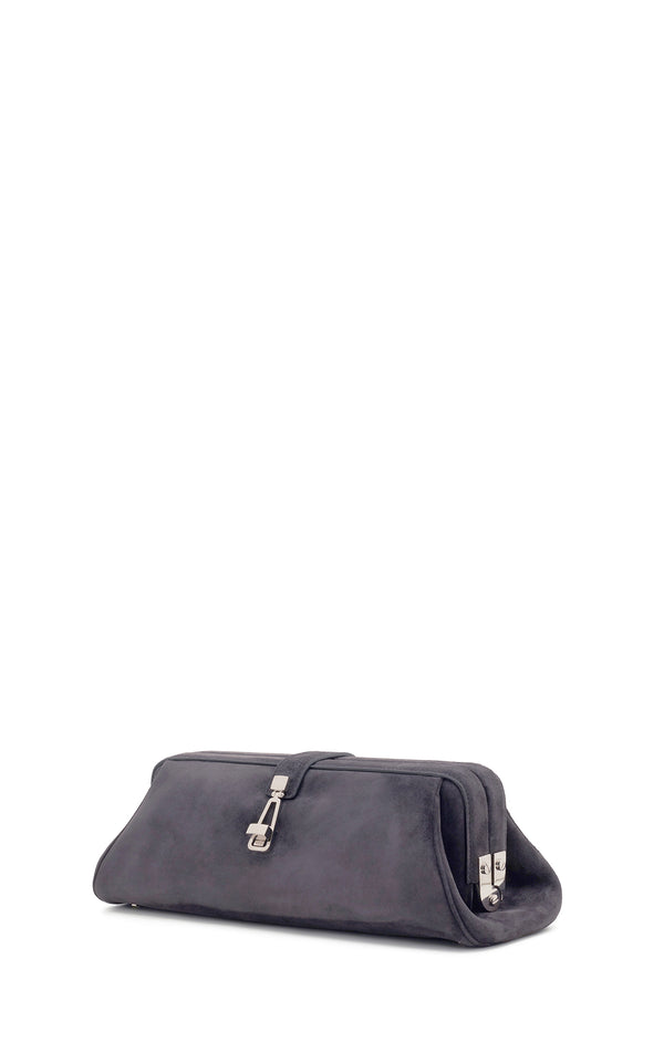 Gabriela Hearst Paola Clutch In Dark Grey Suede