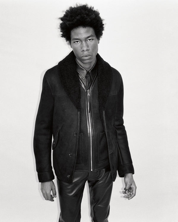 Gabriela Hearst Pilot Jacket In Black Shearling