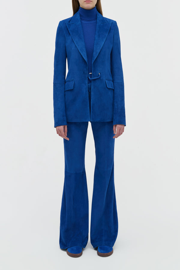 Gabriela Hearst Rhein Flare Pant In Cobalt Suede