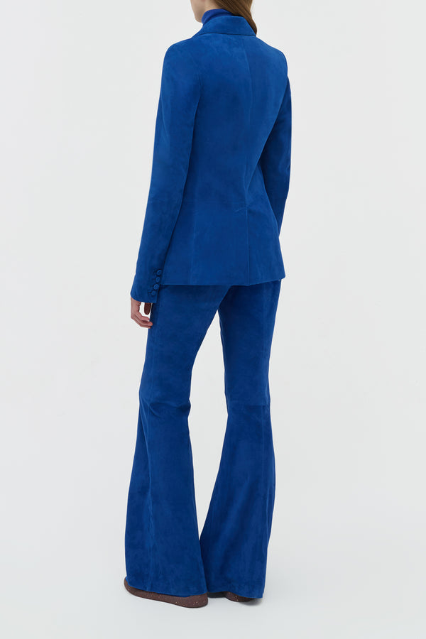 Gabriela Hearst Rhein Flare Pant In Cobalt Suede