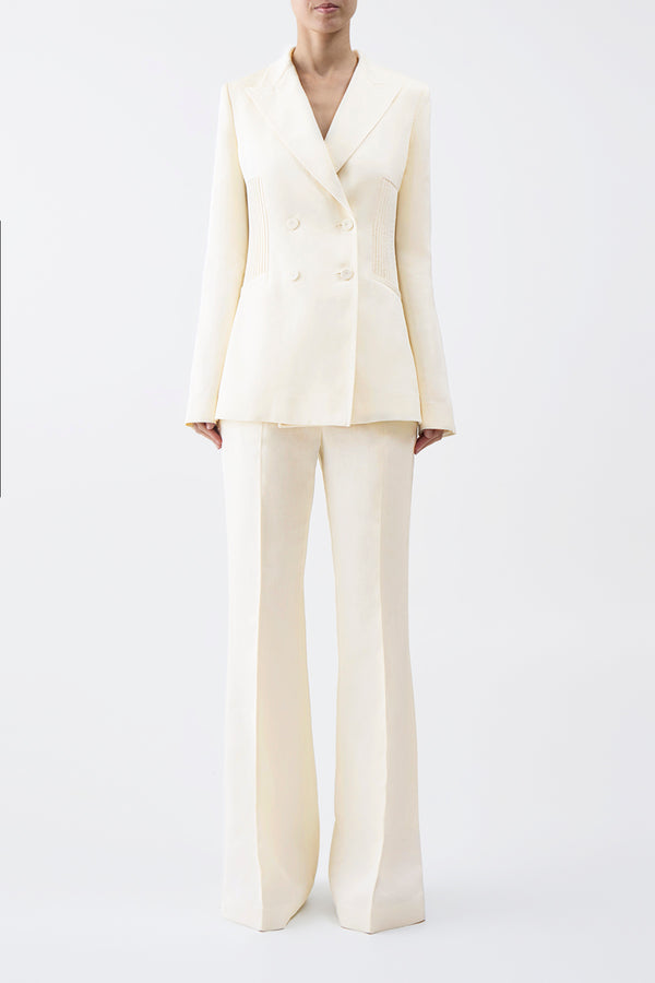 Gabriela Hearst Rhein Pant In Ivory Textured Linen