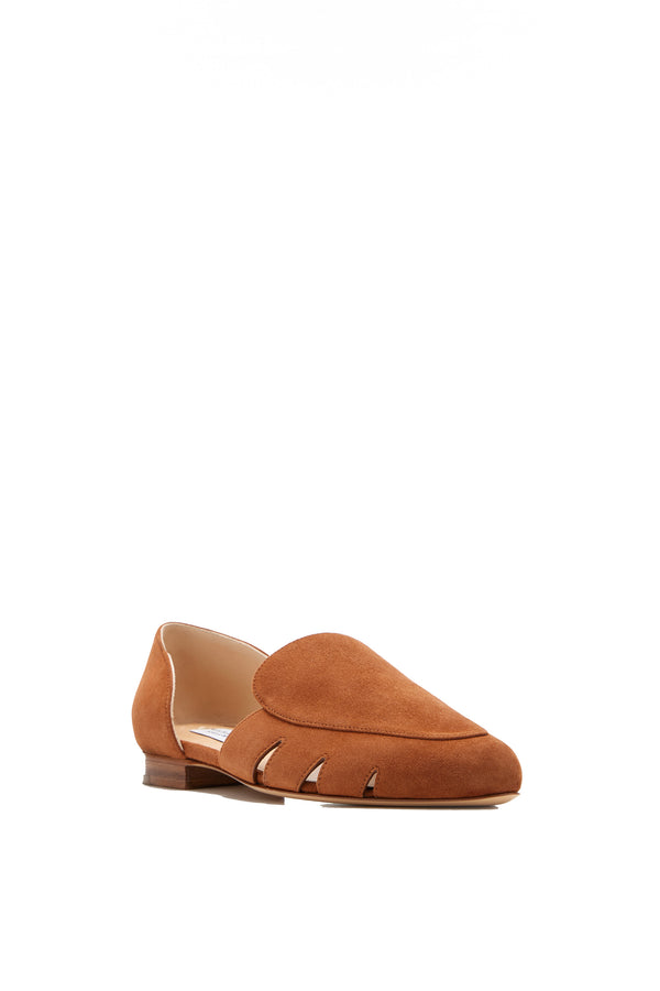 Gabriela Hearst Rory Flat Shoe In Cognac Suede