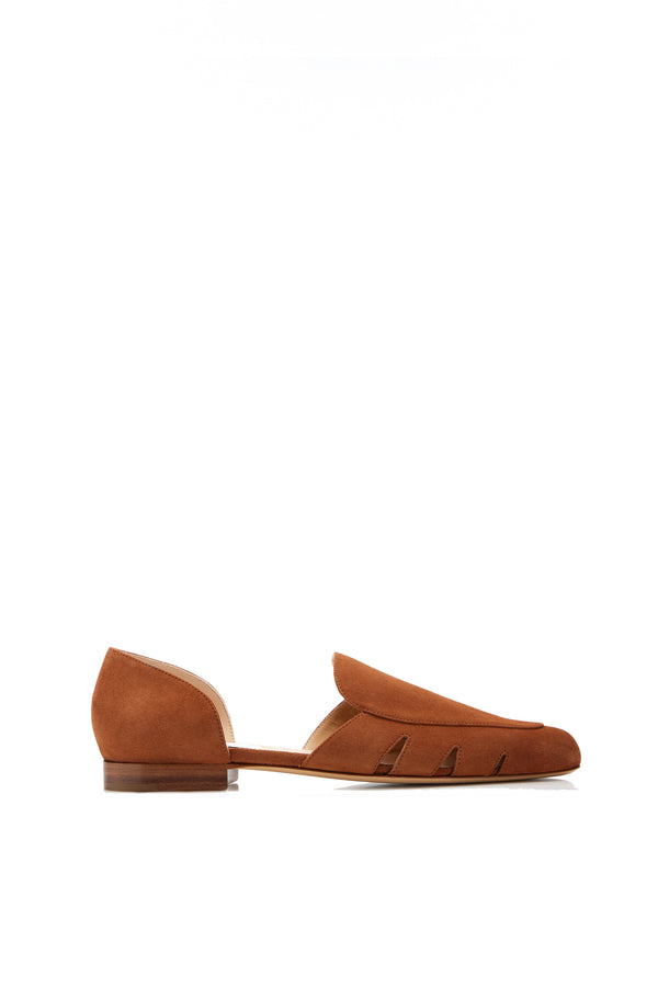 gabriela hearst Rory Flat Shoe in Cognac Suede