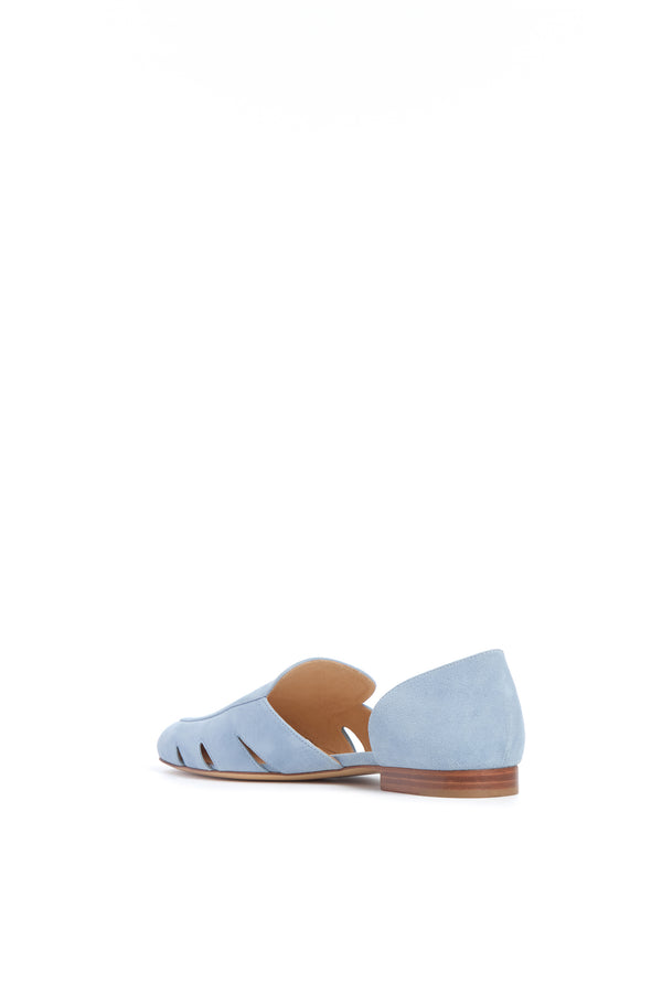 Gabriela Hearst Rory Flat Shoe In Stone Blue Suede