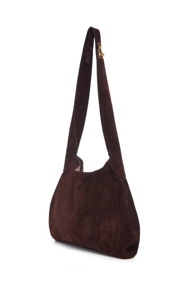 Gabriela Hearst Small Hobo Bag In Dark Brown Suede