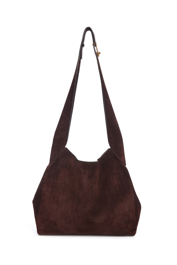Gabriela Hearst Small Hobo Bag In Dark Brown Suede
