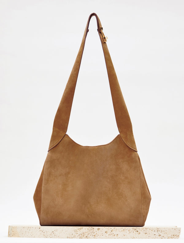 Gabriela Hearst Small Hobo Bag In Dark Sand Suede