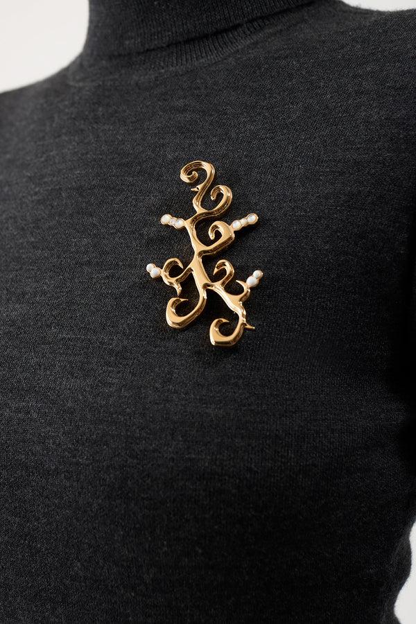 Gabriela Hearst Sylvian Brooch Large In Rose Gold