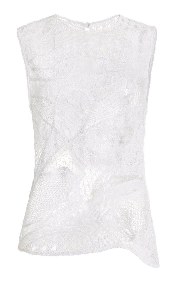 gabriela hearst Thiago Crochet Top in White Cotton