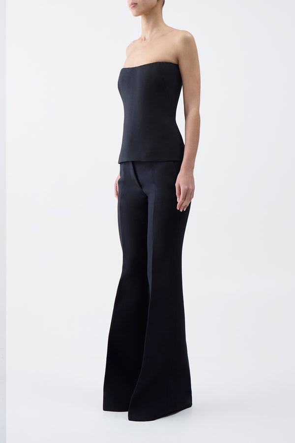 Gabriela Hearst Una Top In Black Wool Silk Cady