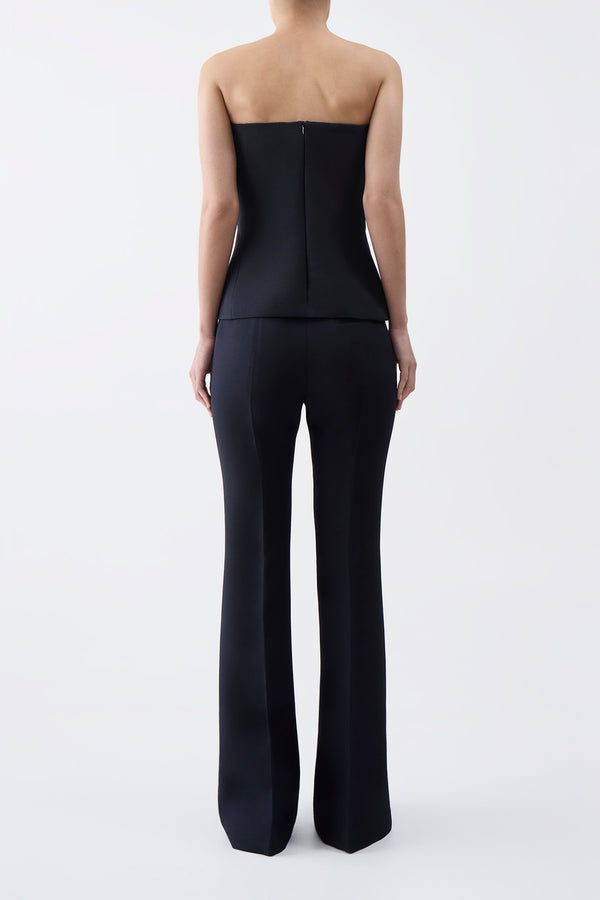 Gabriela Hearst Una Top In Black Wool Silk Cady