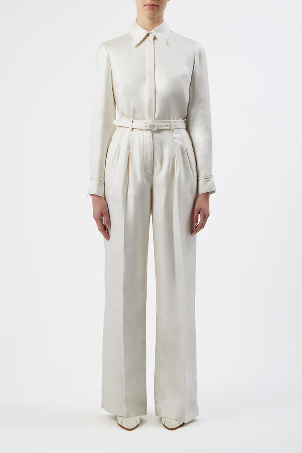 Gabriela Hearst Vargas Pant In Ivory Silk