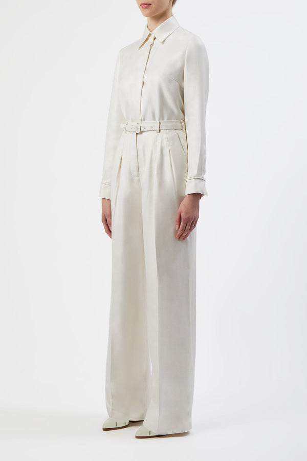 Gabriela Hearst Vargas Pant In Ivory Silk