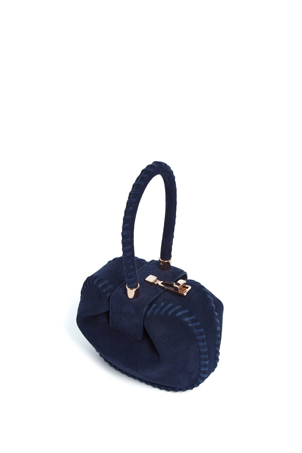 Gabriela Hearst Whipstitch Demi Bag In Navy Suede