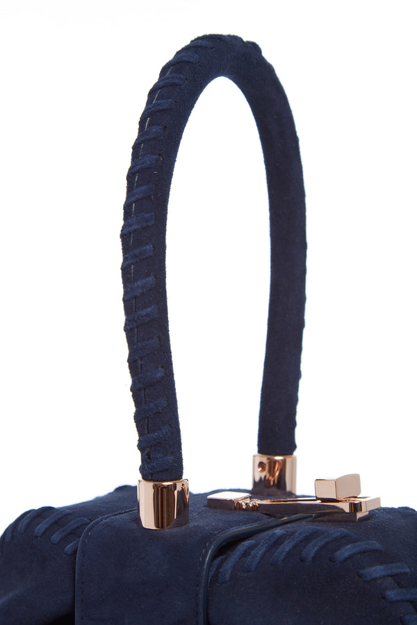 Gabriela Hearst Whipstitch Demi Bag In Navy Suede