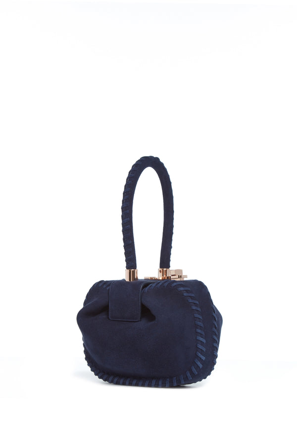 gabriela hearst Whipstitch Demi Bag in Navy Suede