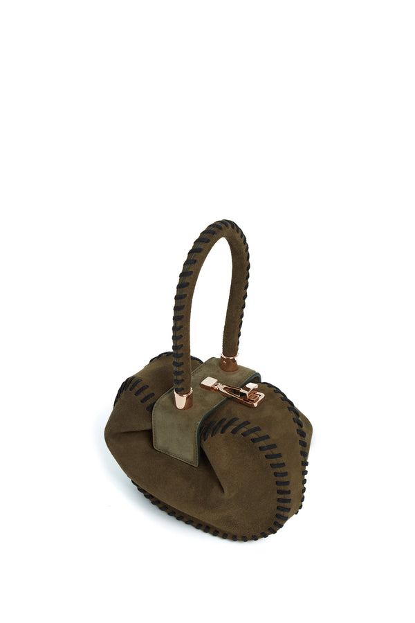 Gabriela Hearst Whipstitch Demi Bag In Olive Suede