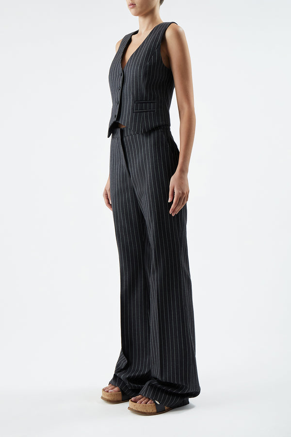 Gabriela Hearst Zeta Vest In Grey Pinstripe Wool