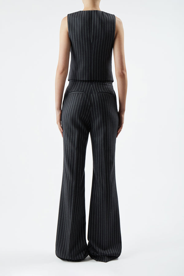 Gabriela Hearst Zeta Vest In Grey Pinstripe Wool