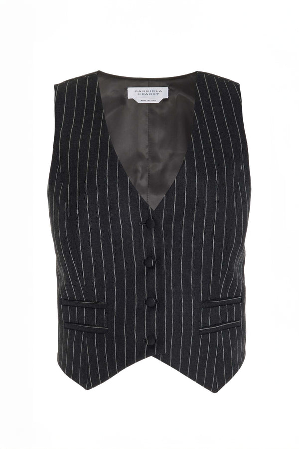 gabriela hearst Zeta Vest in Grey Pinstripe Wool