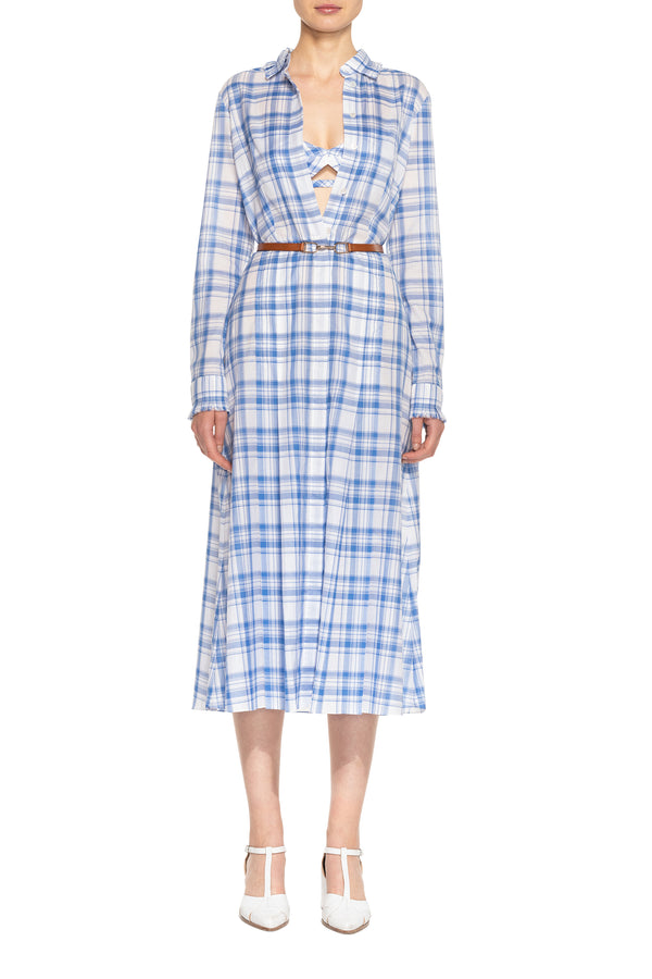 Gabriela Hearst Gaia Bralette In Blue Check Upcycled Cotton