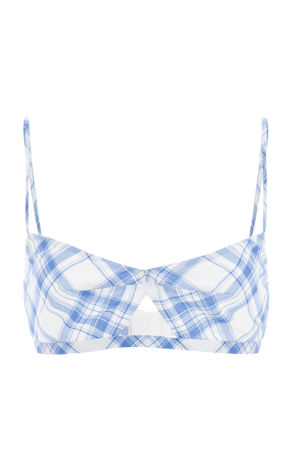gabriela hearst Gaia Bralette in Blue Check Upcycled Cotton