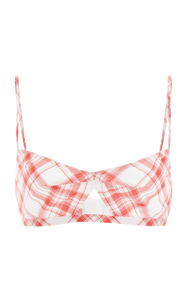 gabriela hearst Gaia Bralette in Red Check Upcycled Cotton