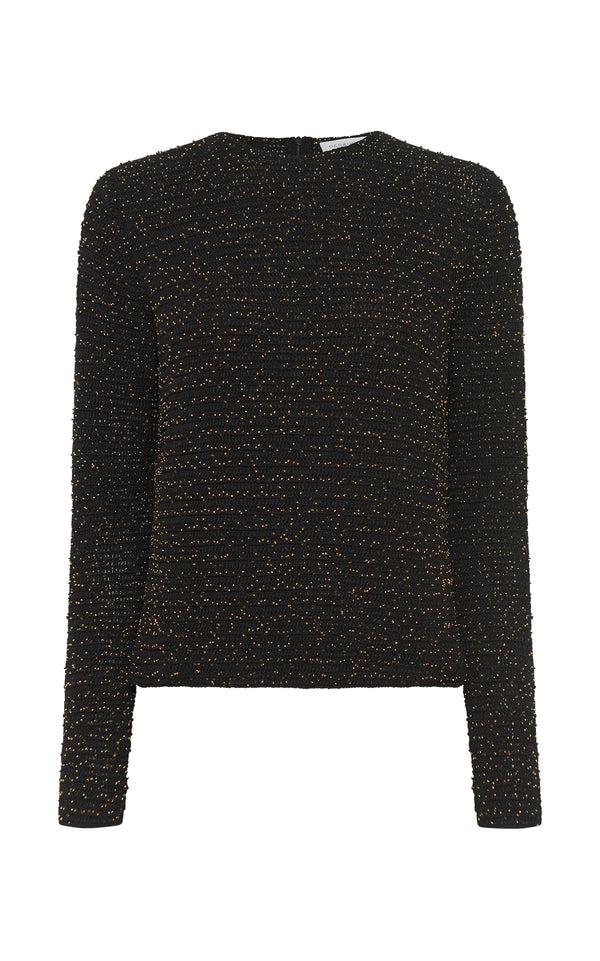gabriela hearst Galene Knit Sweater in Black & Gold Beaded Cashmere