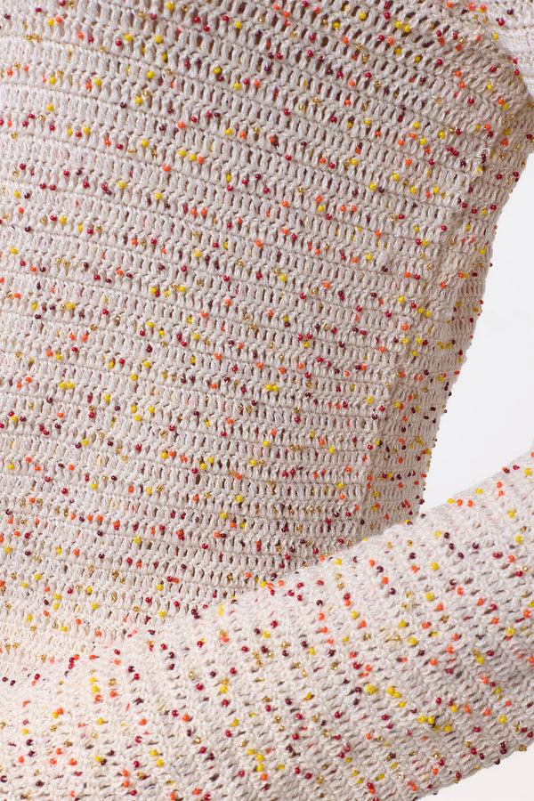 Gabriela Hearst Galene Knit Sweater In Ivory Multi Beaded Cashmere