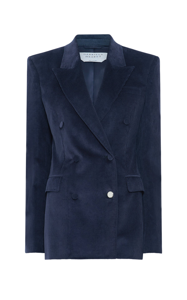 gabriela hearst Gavin Blazer in Dark Navy Sea Island Cotton Corduroy