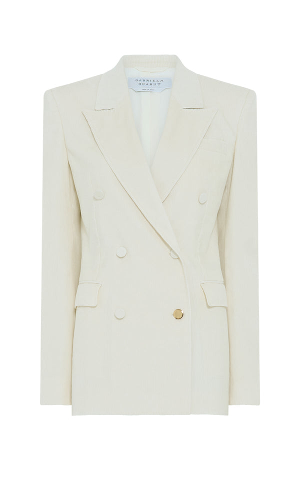 gabriela hearst Gavin Blazer in Ivory Sea Island Cotton Corduroy