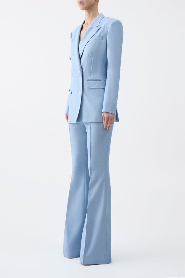 Gabriela Hearst Gavin Blazer In Stone Blue SIlk Virgin Wool