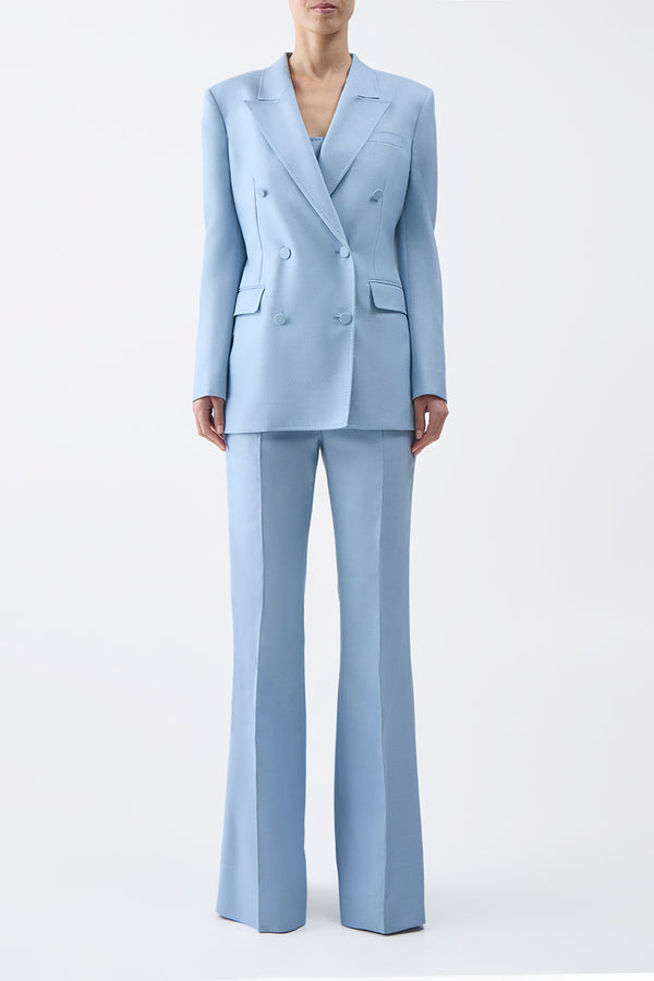 Gabriela Hearst Gavin Blazer In Stone Blue SIlk Virgin Wool