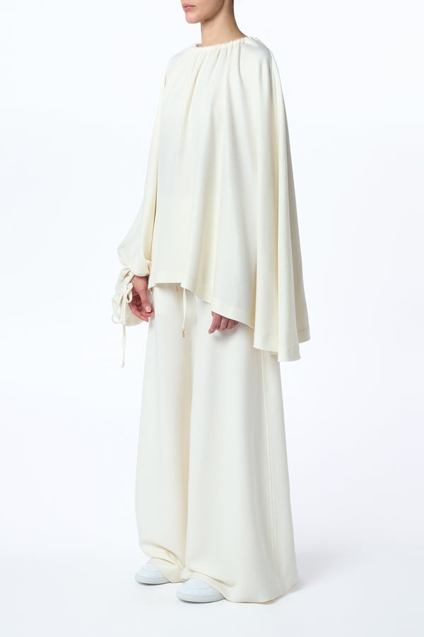 Gabriela Hearst Gelos Wide-Leg Pant In Ivory Soft Leather