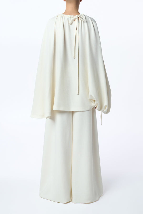 Gabriela Hearst Gelos Wide-Leg Pant In Ivory Soft Leather