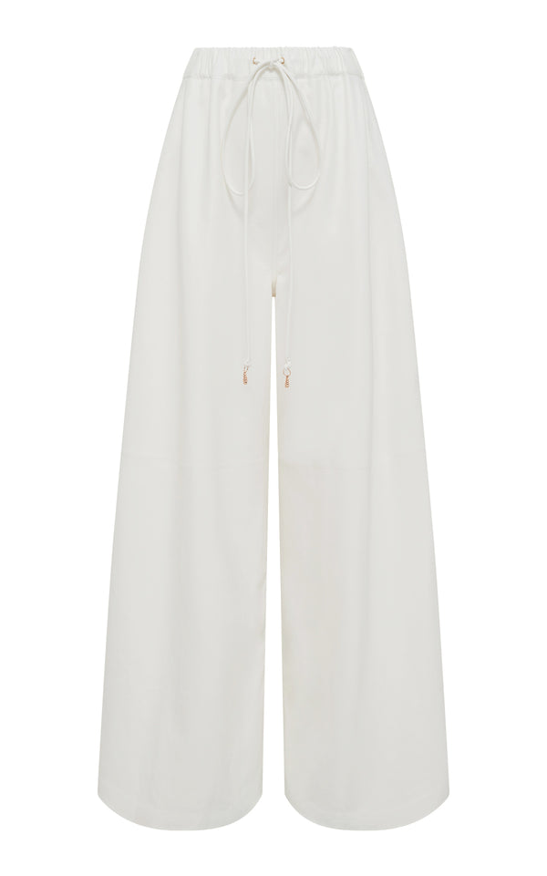 gabriela hearst Gelos Wide-Leg Pant in Ivory Soft Leather