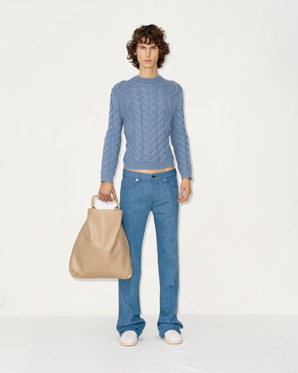 Gabriela Hearst Geoffrey Knit Sweater In Light Blue Denim Cashmere