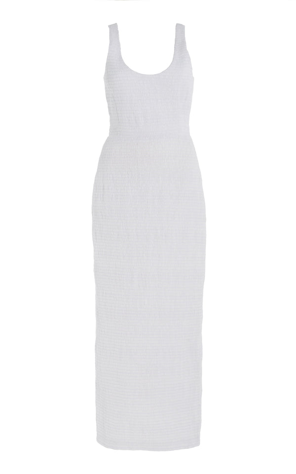 gabriela hearst Girard Shirred Maxi Dress in White Aloe Linen